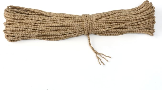 Jute Twine String,164 Feet 1/4 Inch Natural Jute Rope,4ply Thin Ribbon Hemp Twine for Gift Wrapping Craft Plant Garden Christmas Handmade Arts Decoration Packing String Home Decor