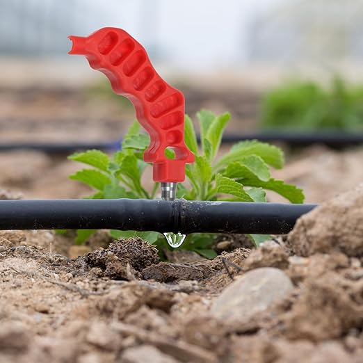 HARFINGTON 3Pcs 2-in-One Drip Irrigation Tubing Hole Punch 8mm for 1/4 Inch Fitting and Emitter Insertion Drip Tube Hole Punch Fitting Insertion Tools for Laying Branch Drip Pipes, Red