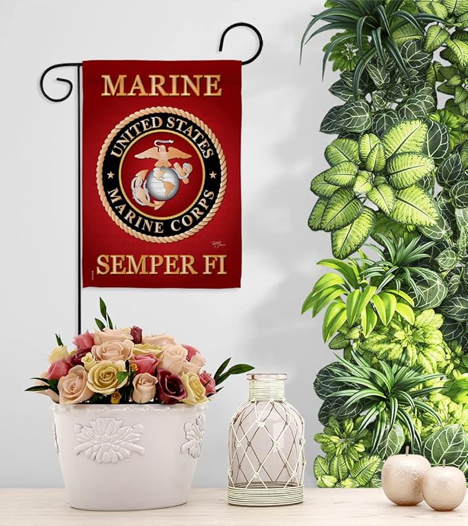 Breeze Decor FK108057-BO Marine Corps Americana Military Decorative Vertical Kit, 1 x House & 1 x Garden Flags, Thick Fabric