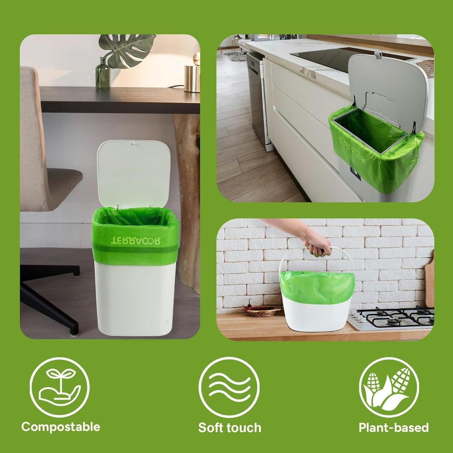 1.3 Gallon Compostable Trash Bags, 35 Bags Compost Bags for Countertop Bin, BPI Certified and Meet The ASTM D6400 Standard,Compostable Trash Bags in Dispenser Packs