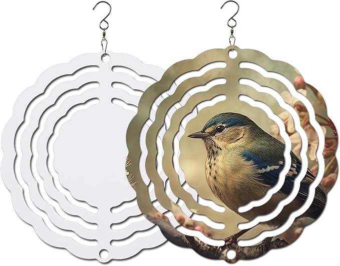 10 pcs Sublimation Wind Spinner Blanks 3 Inch Round 3D Aluminum Sublimation Blanks Wind Spinners Bulk Hanging Wind Spinners DIY Crafts Sublimation Ornaments