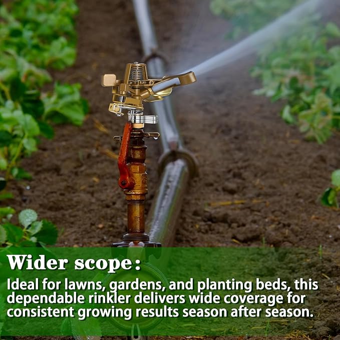 Ferraycle 12 Pieces 1/2 Inch Brass Impact Sprinkler Head with Nozzles Heavy Duty Adjustable 0-360 Degrees Impulse Sprinkler Head Lawn Watering for Yard Irrigation