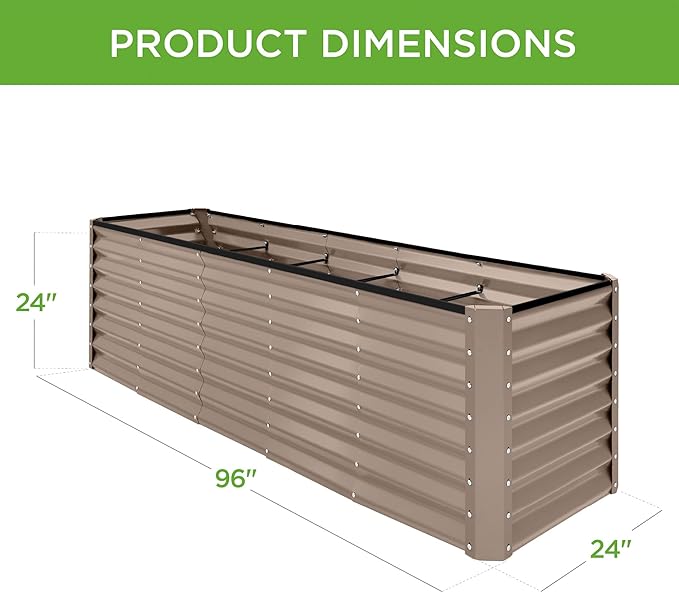Best Choice Products 8x2x2ft Outdoor Metal Raised Garden Bed, Rectangular Deep Root Planter Box for Vegetables, Flowers, Herbs, and Succulents w/ 239 Gallon Capacity - Taupe