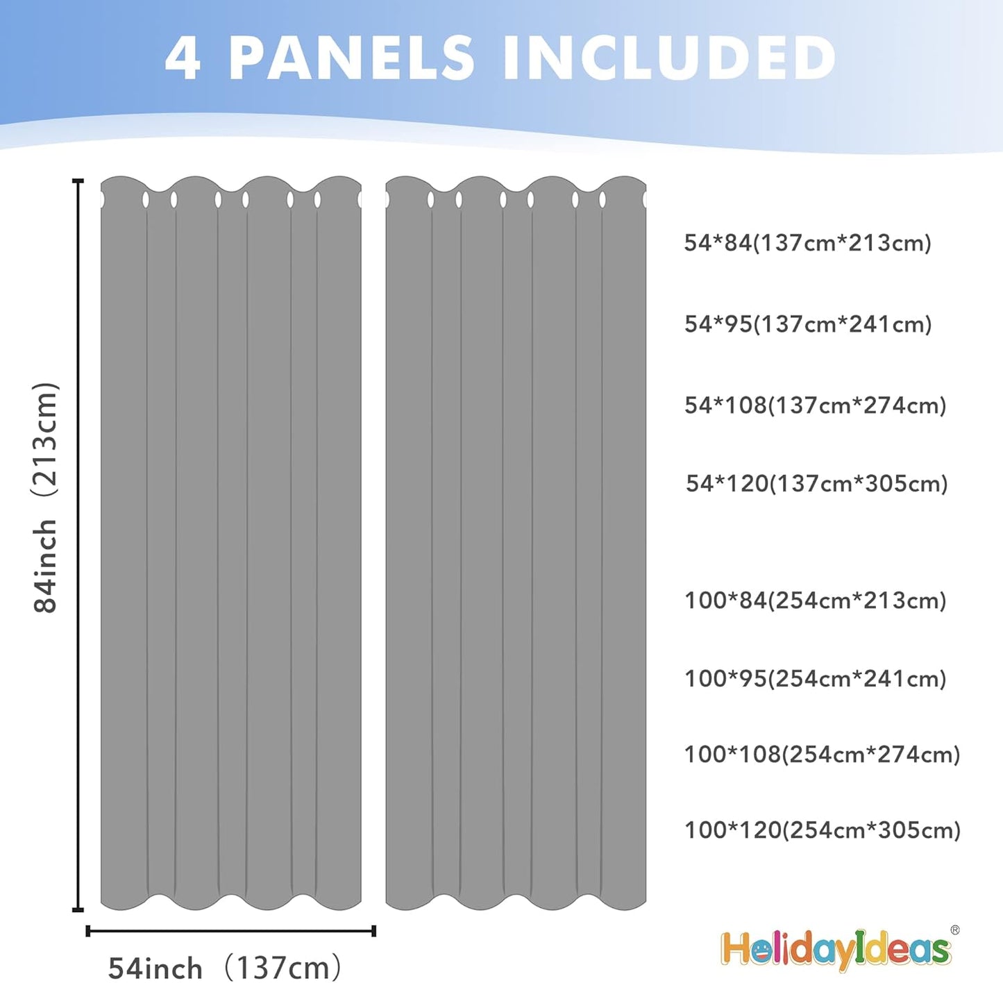 HolidayIdeas Outdoor Sheer Curtains for Patio Waterproof, 4 Panels - 54 x 84 Inch - Grey Light Filtering Voile Outside Curtains Grommet Drapes for Front Porch, Gazebo, Pergola, Backyard