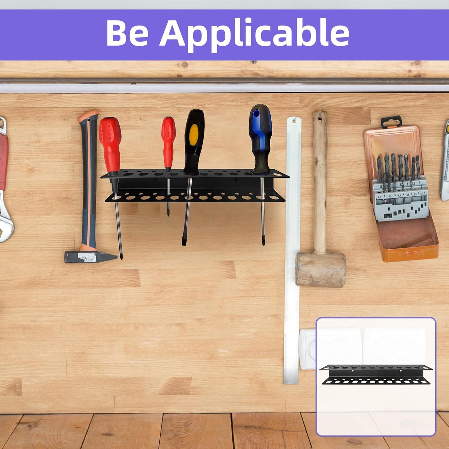 2 Pack Screwdriver Organizer Wall Mounted – Heavy Duty Rustproof Tool Organizer with Durable Design, Space-Saving Storage for Garage, Workshop, Home Workbench