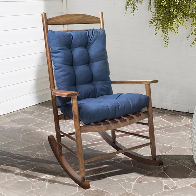 Indoor Outdoor Rocking Chair Cushions Pack of 1, Patio High Back Chair Seat Cushions with Ties for Garden Patio Furniture, Khaki