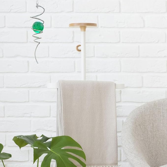 Gazing Ball Spiral Tail with Green Glass Orb, Spiral Tail for Wind Spinner, 3D Wind Spinners Stabilizer, Rotating Art Decor-Visual Illusion in Spinning, Indoor Outdoor Garden Decoration 13"