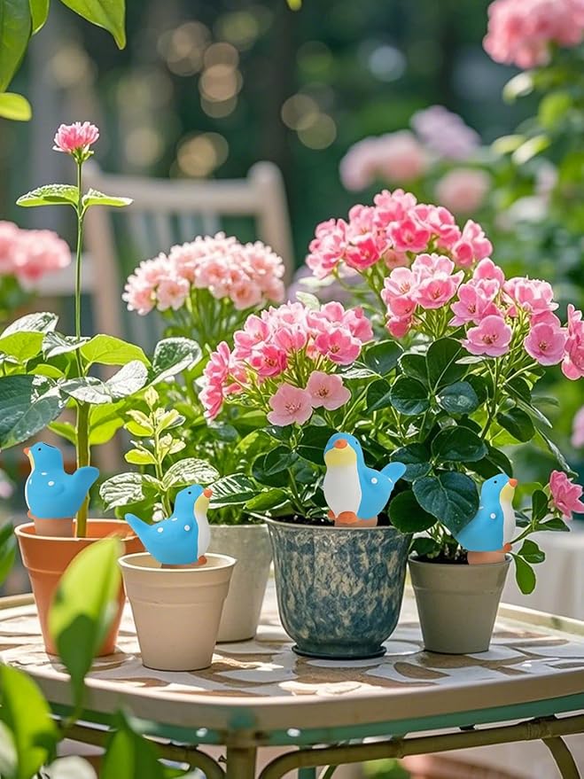 4Pcs Plant Watering Globes, Kalolary Bird Shape Self Watering Spikes Terracotta Drip Water Stakes Irrigation Watering Bulbs for Pot, Indoor, Outdoor, Vacation 