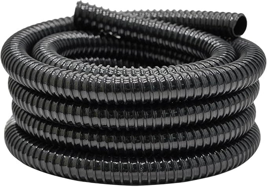 1 Inch Pond Tubing, 1" ID Corrugated Water Pipe, 20 Feet Length Flexible PVC Hose Pipe with Pipe Fittings, Aquarium, Pond Waterfall, Garden Pond Pump Drainage Tube Black