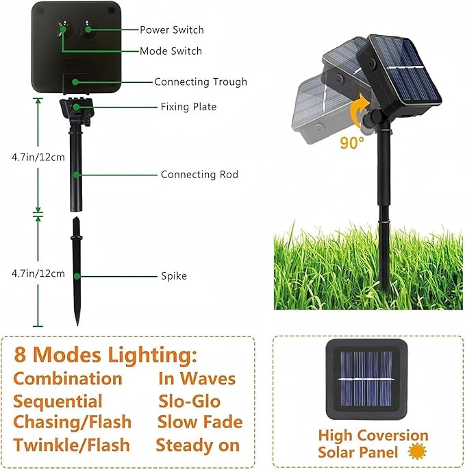 2-Pack Solar String Lights for Outside, Total 400 LED Solar Christmas Lights Outdoor Waterproof, Green Wire Solar Tree Light with 8 Lighting Modes for Xmas Wedding Party Garden Decoration(Warm White)