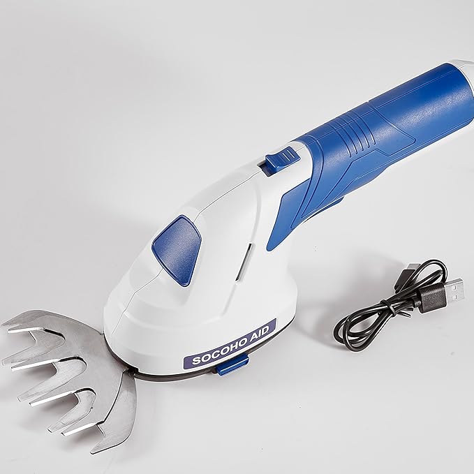 Cordless Hedge Trimmer Grass Shear - 2 in 1 Handheld 7.2V Electric Shrubbery Trimmer Grass Cutter Rechargeable Battery and Type-C