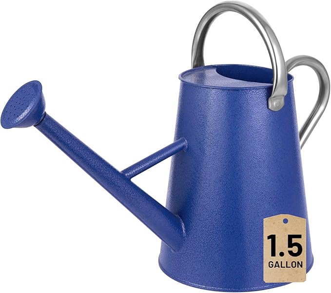 1.5 Gallon Watering Can for Outdoor Plants,Large Metal Plant Watering Pot with Removable Spout,Flower Garden Water Can Watering Pot,Galvanized Steel Watering Can with Stainless Steel Handles,Navy