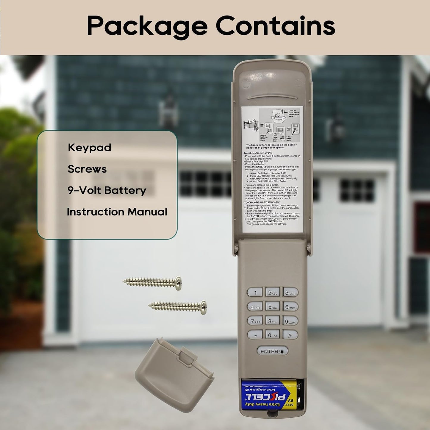 Garage Door Opener Keypad for liftmaster Chamberlain Craftsman Openers Produced Since 1993, Wireless Keyless Entry keypad Replacement, 877/878MAX, G940EV-P2, 877LM, Safe Security+2.0