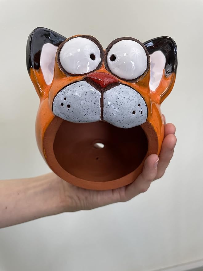 Ceramic Garden Decor - Cat Lawn Stake - Bird Feeder - Outdoor Statue - Perfect, Unique Gifts for Gardeners Woman, Men - Handmade, Frostproof