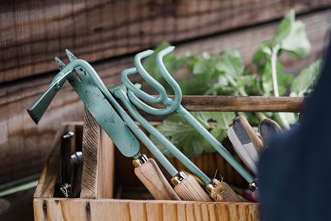 Barebones Triangle Hoe - Stainless Steel Blade Japanese Gardening Tools for Weeding Long Handle and Hand Hoe (Ash/Mint)