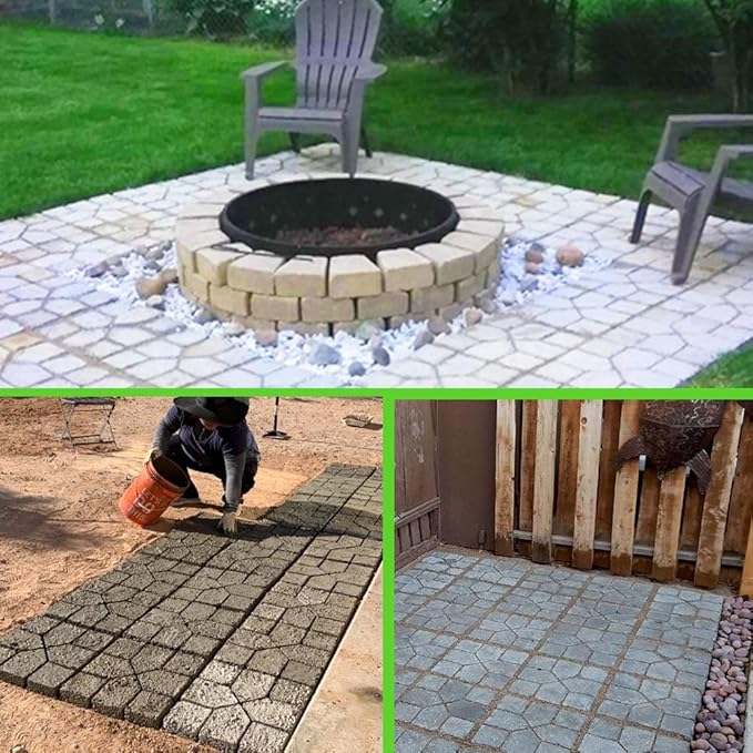 Walk Maker Reusable Concrete Molds Paving Lawn Patio Yard DIY Walkway Pavement (Cross Square)…