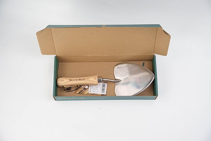 Berry&Bird Perennial Trowel, Oversized Garden Potting Trowel with Sharp Blade Wood Hand Shovel, Stainless Steel Planting Trowel Gardening Tool for Roots,Planting,Digging,Transplanting and Cutting