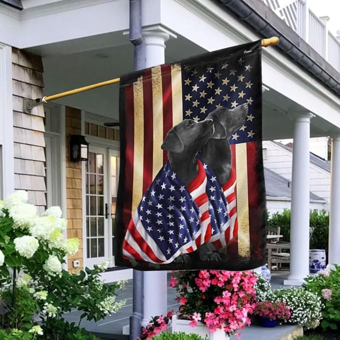FLAGWIX Patriot American Dog Flag - Labrador Retriever Dogs Double Sided Flag - 4th of July Decorations for Home, Outside, Patriotic House Flag 30x40 Heavy Duty Canvas, Decorative Indoor Outdoor Flag