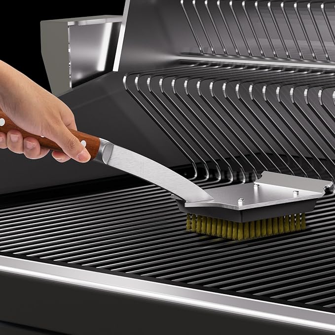 ENLOY Copper Wire Grill Brush Replacement Head, Grill Cleaning Bristle Brush with 4 Screws, BBQ Cleaning Replacement Brush Head for Gas, Porcelain, Ceramic, Cast Iron, Stainless Steel Grills and More