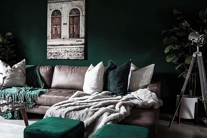 Dimoon 394''x17.7'' Dark Green Peel and Stick Wallpaper Contact Paper Modern Self Adhesive Wall Paper Removable Renter Friendly Textured Solid Color Cabinet Vinyl Roll (394''x17.7'',Emerald Dark)