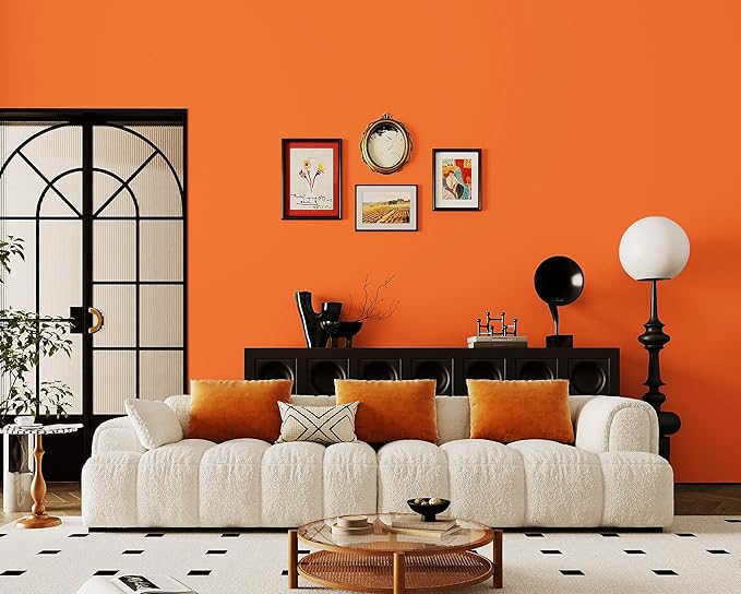 Dimoon 393''x17.7'' Orange Peel and Stick Wallpaper Contact Paper Modern Self Adhesive Wall Paper Removable Renter Friendly Textured Solid Color Shelf Vinyl Roll (393''x17.7'',Tropical Orange)