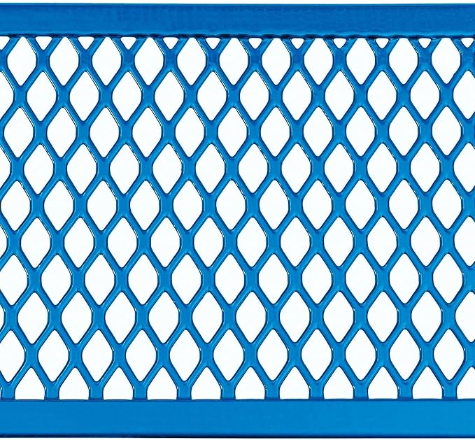 Global Industrial 6’L Rectangular Picnic Table, Expanded Metal, Blue Thermoplastic Coating, Attached Benches, 1-1/2” Umbrella Pole Hole, Outdoor-Rated, 1000 lb Capacity, 72” x 30” Tabletop