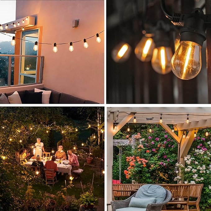 S14 Replacement LED Light Bulbs, Shatterproof & Waterproof 1W S14 LED Bulbs, E26 Base Patio Edison LED Light Bulbs for Outdoor String Lights , Warm White 2200K Plastic 70ML Non-Dimmable 30 Pack