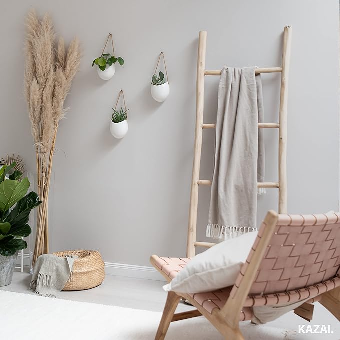 Wall Planters -Ellie- | Hanging Ceramic Plant Pots 3 Pieces | Wall Decoration for Indoors, Balcony and Garden | White (Glossy)