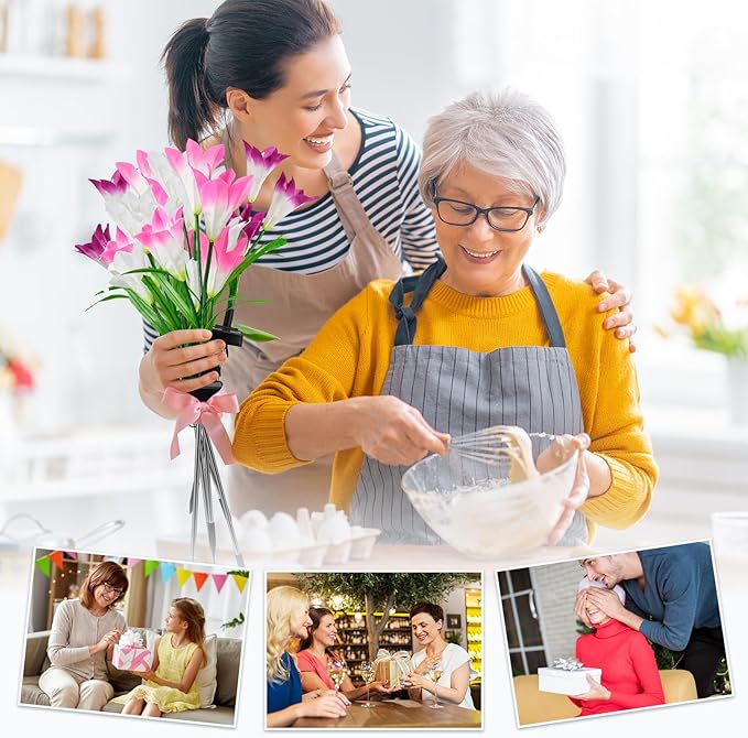 6 Pack Solar Garden Lights Outdoor, 7 Color Changing LED Waterproof Solar Powered Lily Flowers Landscape Lights for Outside Yard, Patio, Pathway Decorative, Décor