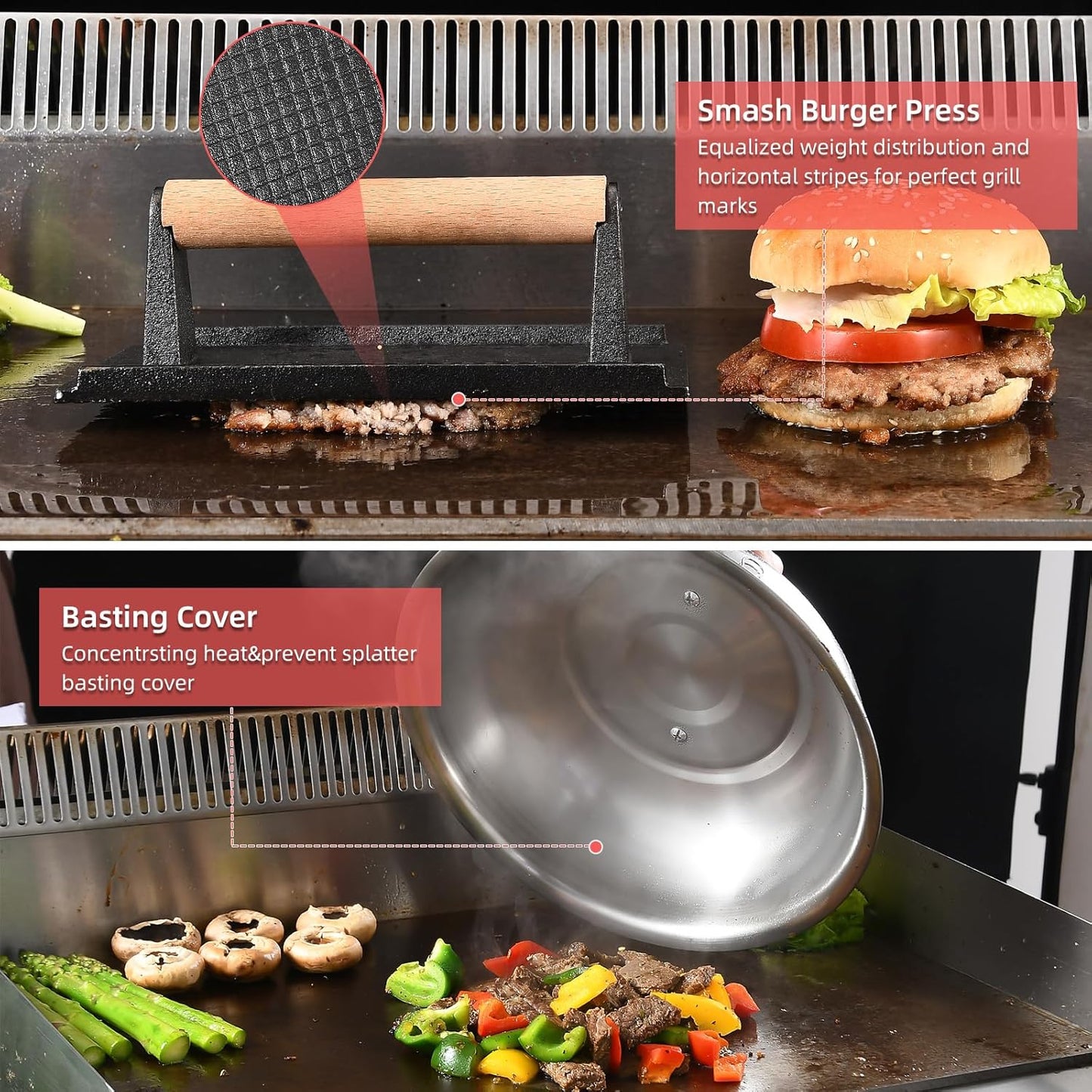 Griddle Accessories Kits, 30 Pcs Griddle Grill Tools Set, Professional Grill BBQ Spatula Set with Basting Cover, Spatula, Scraper, Bottle, Tongs, Egg Ring