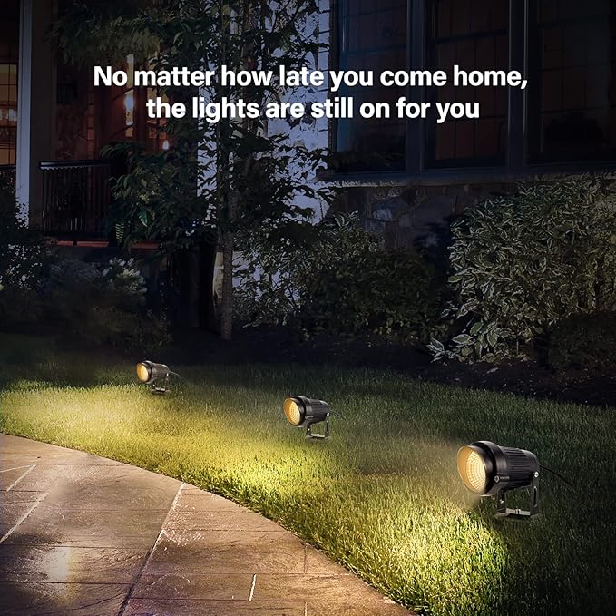 LemonBest Landscape Lights - 5W 110V Outdoor Spotlight - Waterproof IP65-3000K Warm White LED Landscape Lights - 5ft Cable for Yard Garden Patio Driveway House (Include Spike) (4 Pack)