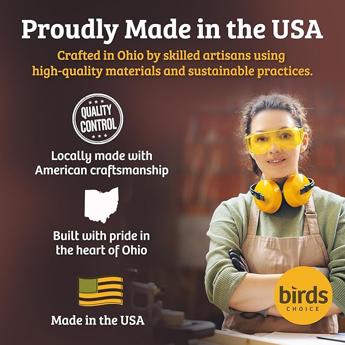 Birds Choice Ohio Stoneware Bird Bath | Pedestal Bird Bath, Stable Locking Top | Weather-Resistant Ceramic Clay, Glazed Finish | Outdoor Garden & Patio Decor | 22" H x 17" D, Burgundy