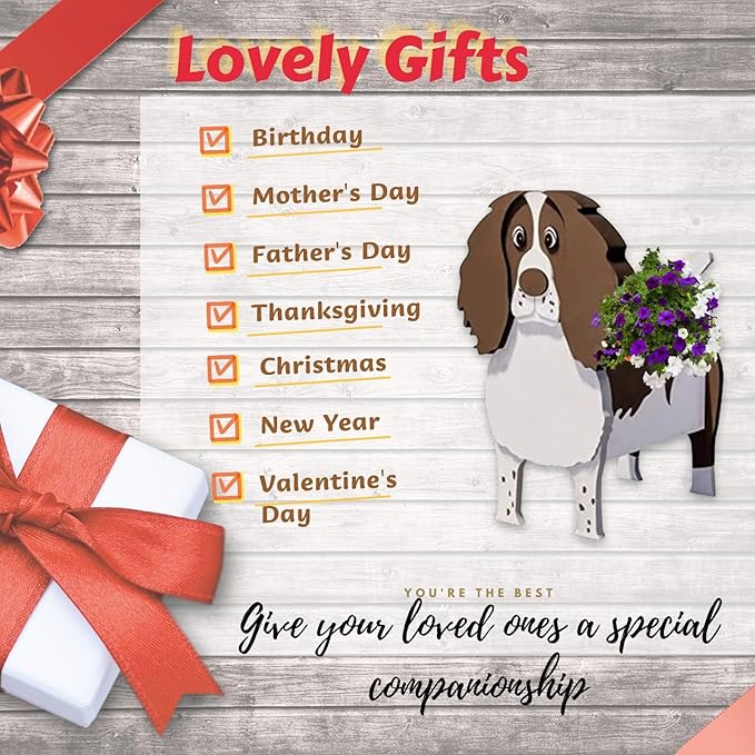 English Springer Spaniel Dog Planter Plant Pots,Cute Garden Dog Flower Planter,Dog Planters Birthday Gifts for Women,Office,Indoor/Outdoor Decor(9.45 * 6.89 * 13.35in)