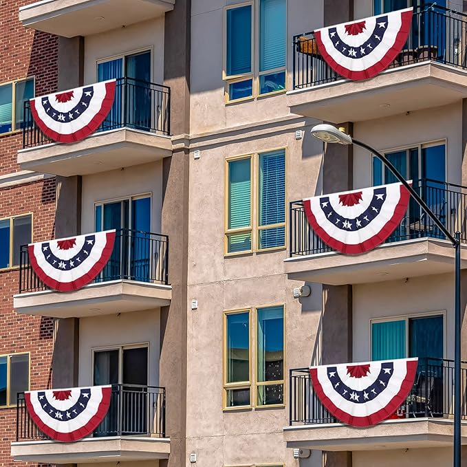3 x 6 Ft American Pleated Fan Flag, USA Patriotic Half Fan Bunting Flag, 4th of July Decorations Flags