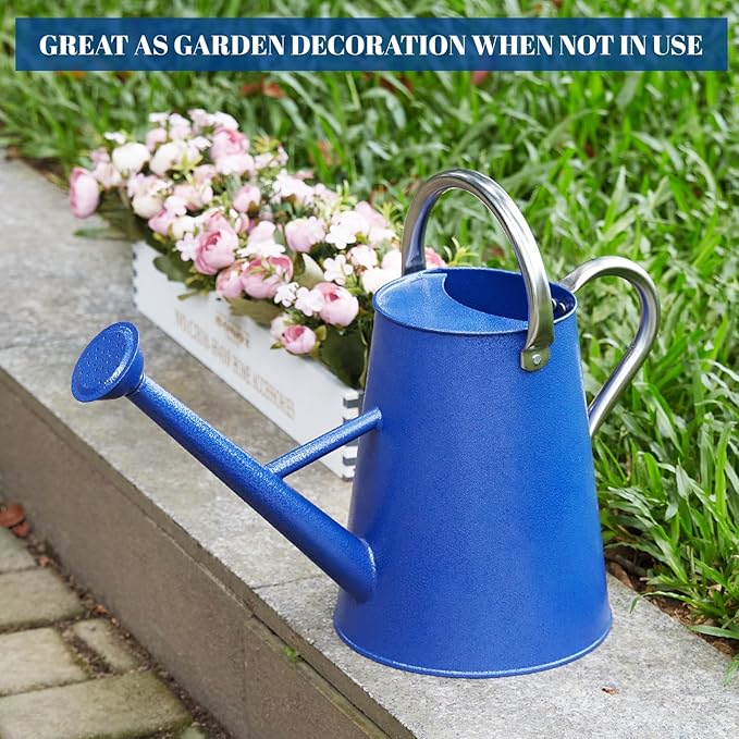 1.5 Gallon Watering Can for Outdoor Plants,Large Metal Plant Watering Pot with Removable Spout,Flower Garden Water Can Watering Pot,Galvanized Steel Watering Can with Stainless Steel Handles,Navy