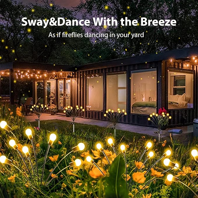 10-Pack Solar Outdoor Lights for Garden Decorations, 80 LED New Upgraded Solar Firefly Lights (Sway by Wind), Solar Lights Outdoor Waterproof for Outdoor Pathway Patio Yard Porch Decor (Warm White)