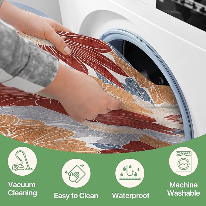 GENIMO Indoor Outdoor Area Rug 6' X 9' Waterproof, Washable Patio Rug Non Shedding, Easy Cleaning Floral Outdoor Carpet for Living Room, Bedroom, Dining Room, Balcony, Backyard, Deck, RV, Red Blue