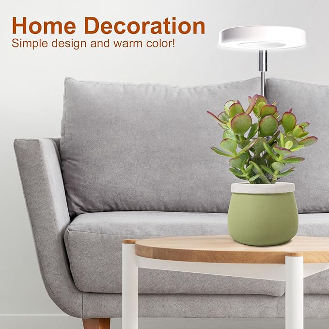 Grow Lights for Indoor Plants Small Potted - Full Spectrum, Auto 3/9/12H Timer, 10-Level Dimming & Adjustable Height - Compact Grow Light for Succulents, Herbs, Foliage in Home/Office (White,2PACKS)