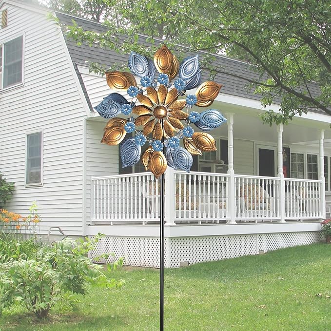 Decoroca Outdoor Wind Spinners - 72in Metal Sculpture, Classic 360° Kinetic Spinner