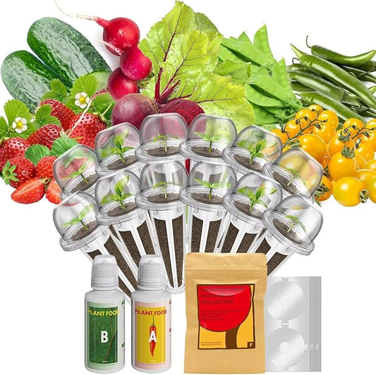 inbloom Fruit Seed Pod Kit for AeroGarden, iDOO, Ahopegarden, MUFGA Hydroponic Growing System, 12-Pod, 350+ Seeds Included Strawberry, Cucumber, Green Pepper, Golden Tomato, Radish, Dwarf Pea, Beet