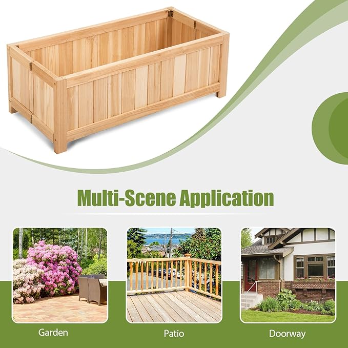 COSTWAY Wooden Planter Garden Bed, Folding Planter Box with Drainage Holes for Vegetables, Herbs, Fruits & Flowers, Outdoor Indoor Raised Planting Bed for Patio, Backyard, Lawn, 27.5"L x 12"W x 10"H