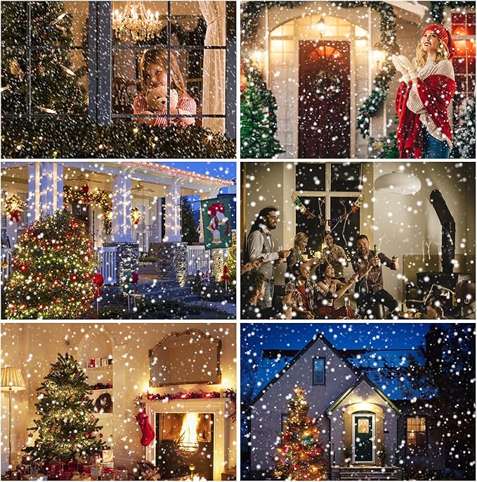 Christmas Snowfall Projector Lights, Indoor Outdoor Holiday Lights with Remote Control, White Snow for Halloween Xmas Party Wedding Garden Landscape Decoration(Snow Spots)