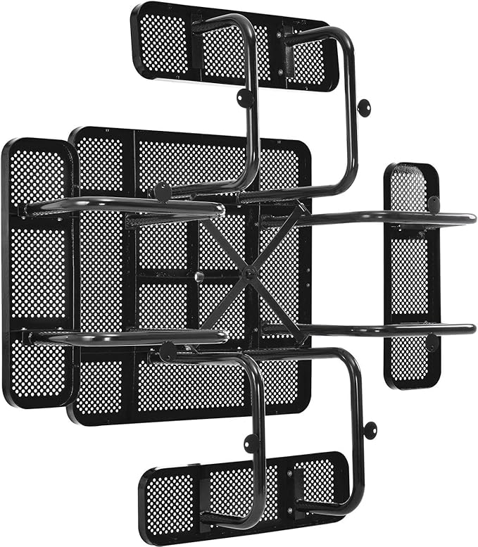 Global Industrial 46" Square Perforated Metal Outdoor Picnic Table, 81" W x 81" D Overall, Black
