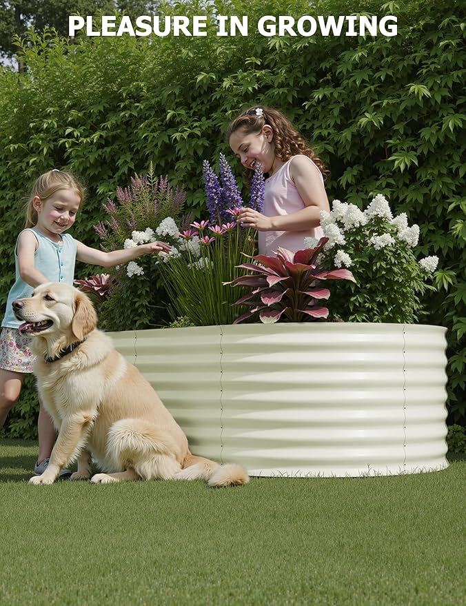 2 Pcs Raised Garden Beds Outdoor 6x3x2ft - Galvanized Steel Planter Box for Vegetables, Flowers, Rust-Resistant Garden Box, Easy Assembly Raised Beds, Durable Planters for Outdoor Plants, Beige