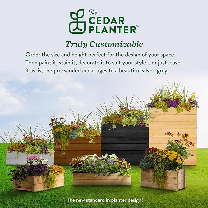 Greenes Fence Cedar Wood Planter Box with Wall Mount Brackets, 21" x 11" x 7" (2-Pack) - Made in USA with North American Cedar