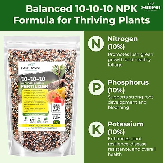 10-10-10 Plant Fertilizer Slow Release β 10 10 10 All Purpose Granular Garden Fertilizer for Fruit Trees, Evergreens, Vegetables, Arborvitae, Fig Trees, Shrubs, Pines, Oaks, Flowers