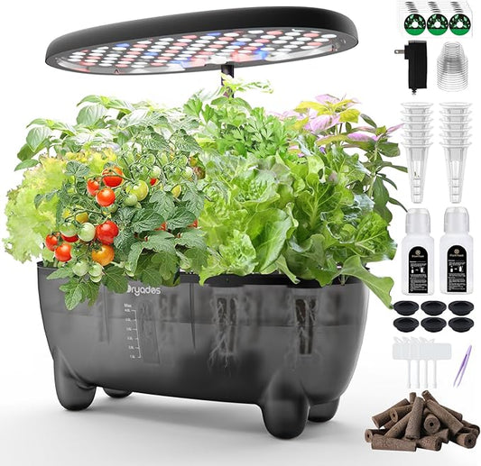 Indoor Hydroponics Growing System, 12 Pods Smart Herb Garden Planter with LED Grow Light Plant Germination Kit (No Seeds), Ideal Gift for Gardening Lovers, Gift Ideas for Women Men