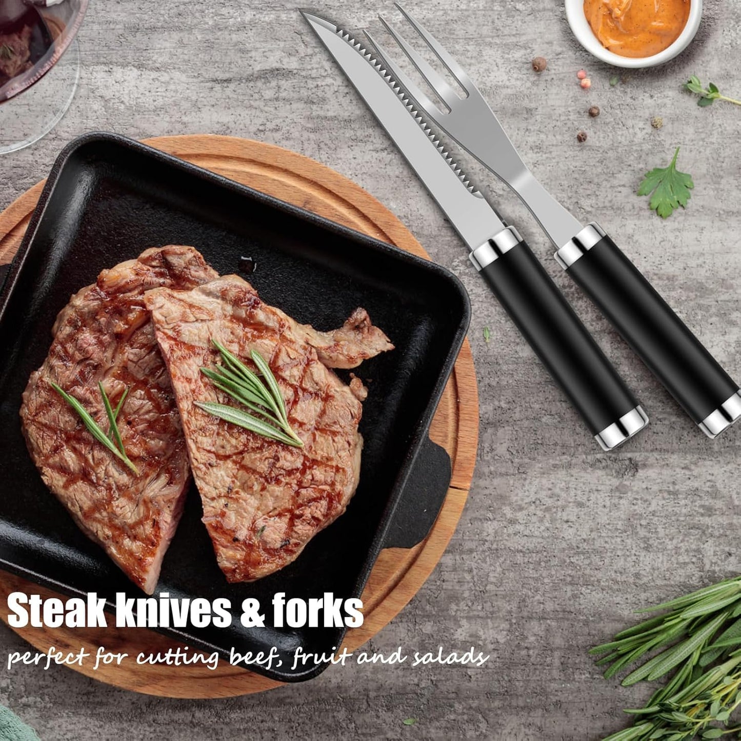 35pcs Deluxe Grilling Gifts Set for Birthday Fathers Day, Stainless Steel BBQ Accessories Kit for Men Dad, Professional Grill Tools Utensils with Scissors, Meat Claws in Aluminum Case Black