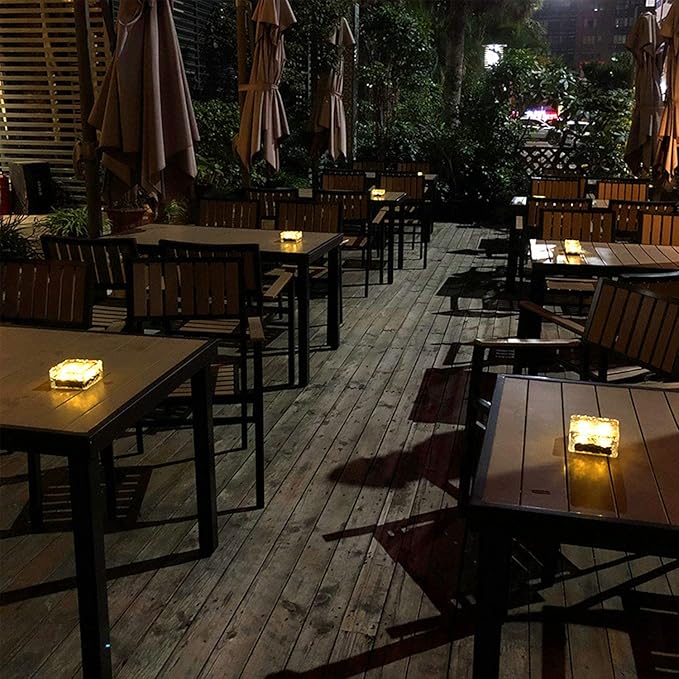 Epicgadget Solar Ice Cube Shaped Light, 2.8x2.8x2 inch Ice Cube Shaped Warm White Outdoor Solar Garden Decorative Lights for Walkway Pathway Backyard Christmas Decoration Parties (8 PCS)