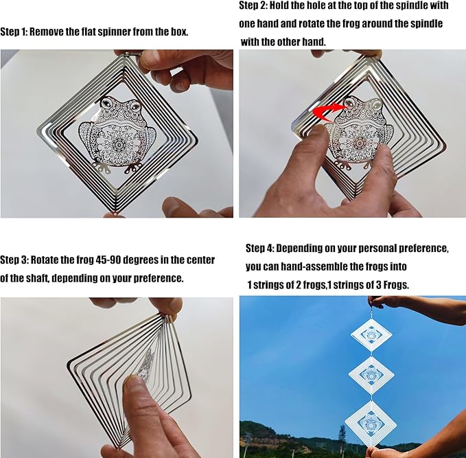 Bird Deterrents for Outside, Reflective Stainless Steel Bird Scare, Frog Wind Spinners Outdoor Garden Decor, Bird Scare Devices to Keep Woodpeckers, Pigeons Away from Your House, Patio, Orchards